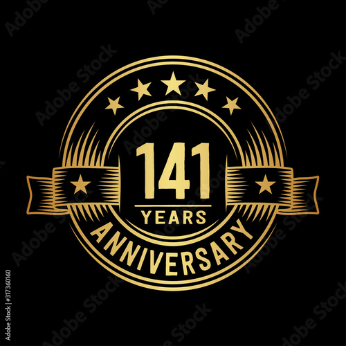 141 years anniversary celebration logotype. Vector and illustration.