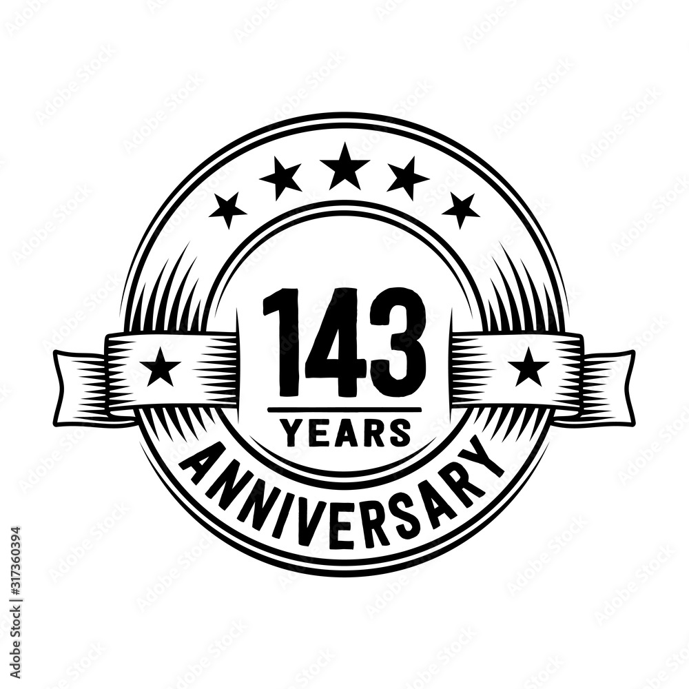 143 years anniversary celebration logotype. Vector and illustration.