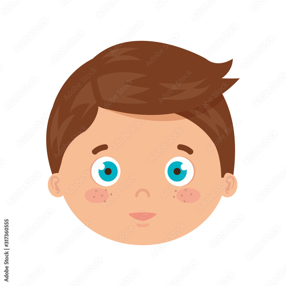 head of boy smiling on white background