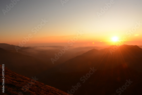 Beautiful view from the top of Moro Rock during the sunset in Sequoia National Park  CA  USA