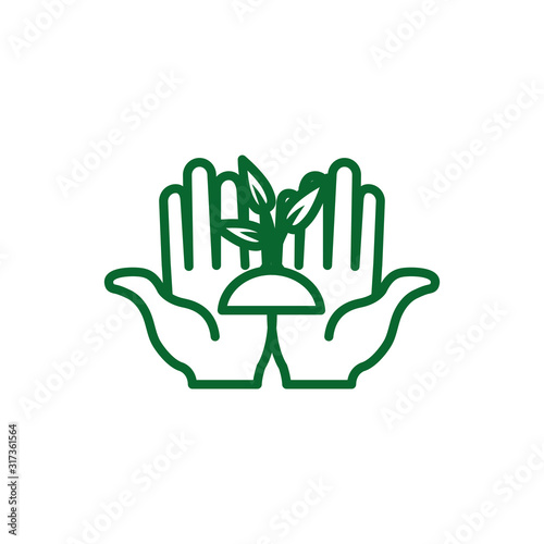 Isolated hands holding plant vector design