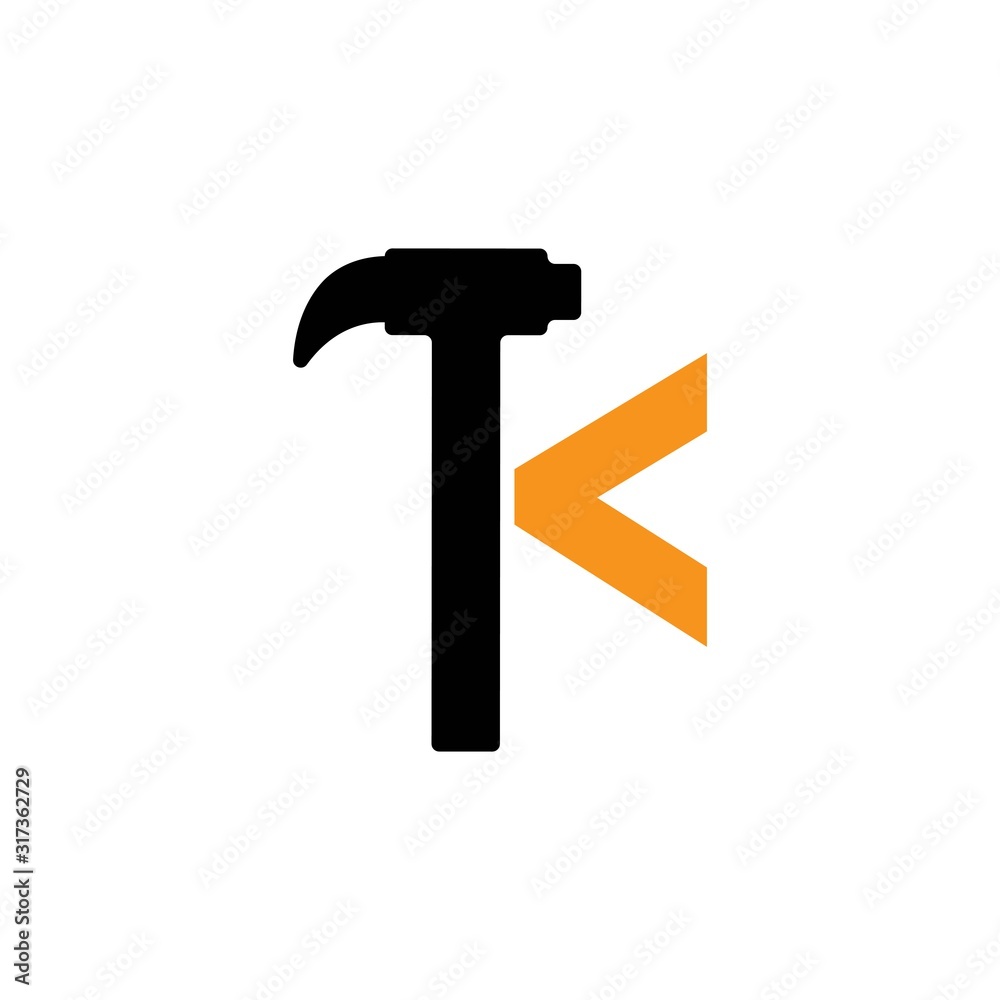 letter k of hammer logo vector letter k of hammer logo vector