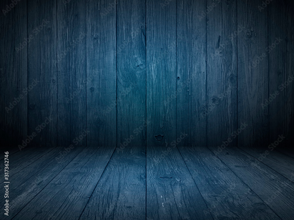 old dark blue wood background