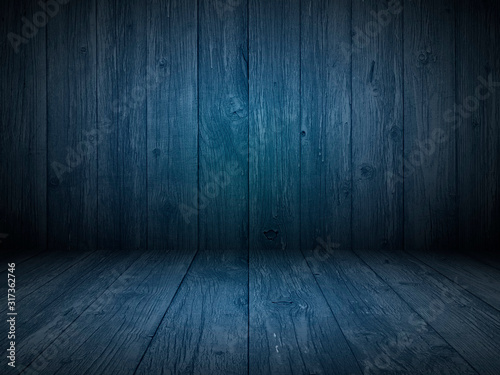 old dark blue wood background