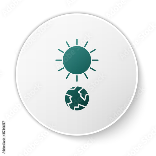 Green Solstice icon isolated on white background. White circle button. Vector Illustration