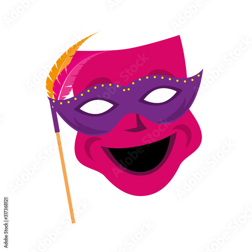 Isolated mardi gras mask with feathers vector design © Gstudio