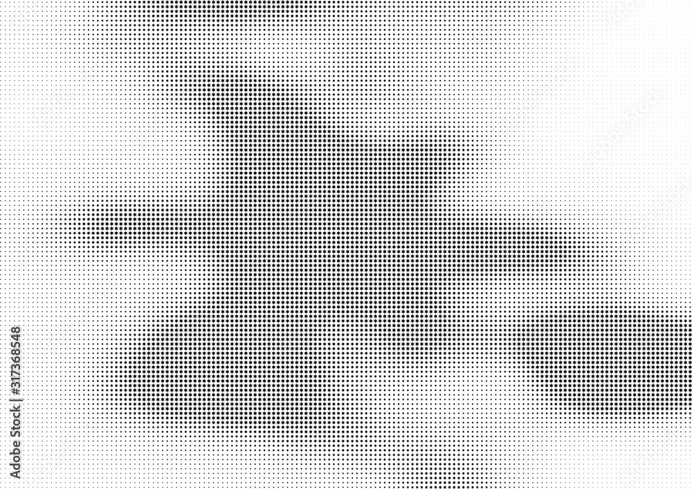 Abstract halftone dotted background. Monochrome futuristic grunge pattern, stars.  Vector modern optical pop art texture for posters, site, postcard, cover, labels, vintage sticker, mock-up layout.