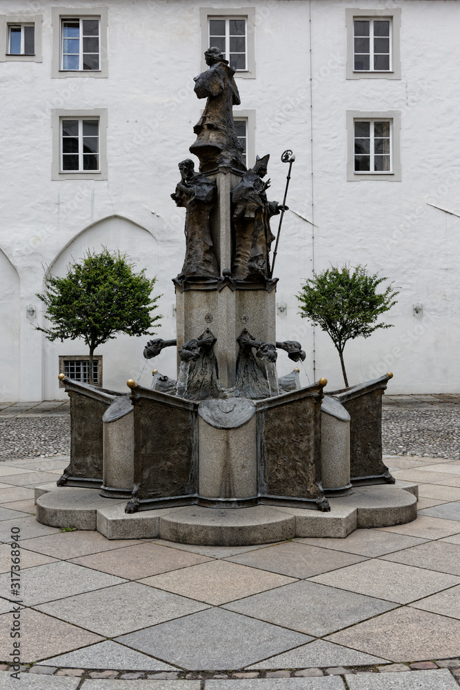 Old fountain in Passau, Germany Old fountain in Passau, Germany