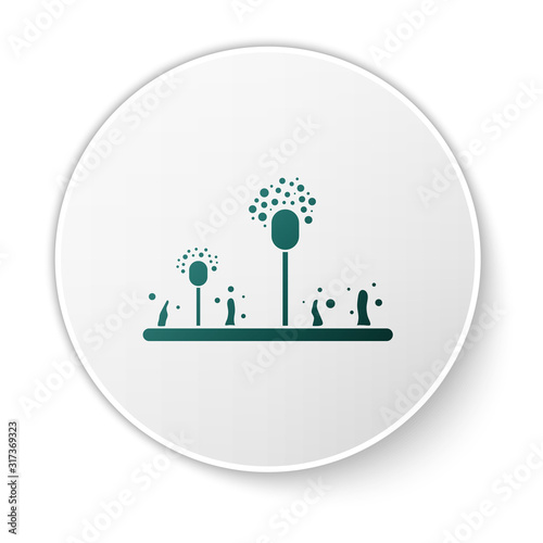 Green Mold icon isolated on white background. White circle button. Vector Illustration