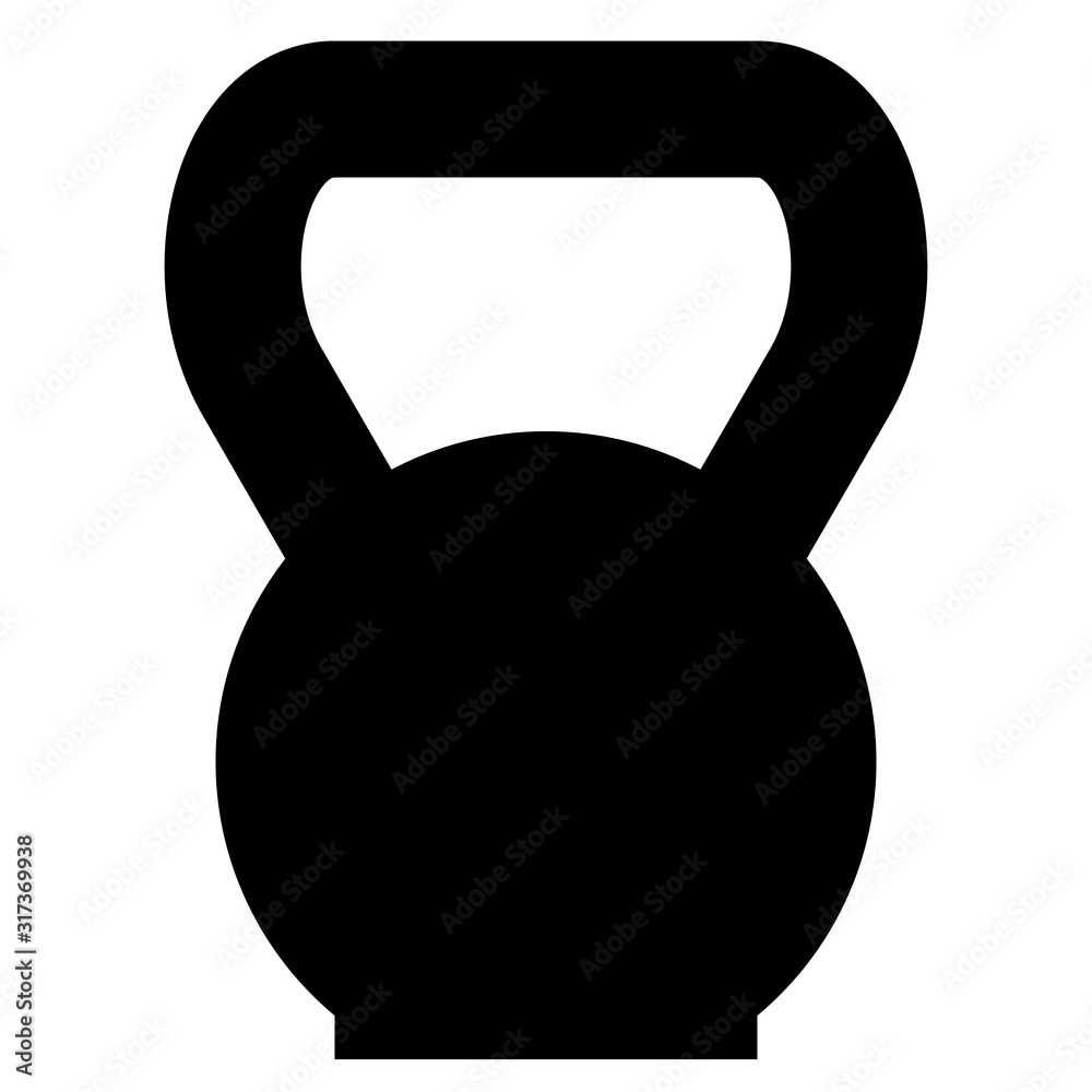 Gym weight kettlebell icon - black simple, isolated - vector Gym weight kettlebell icon - black simple, isolated - vector