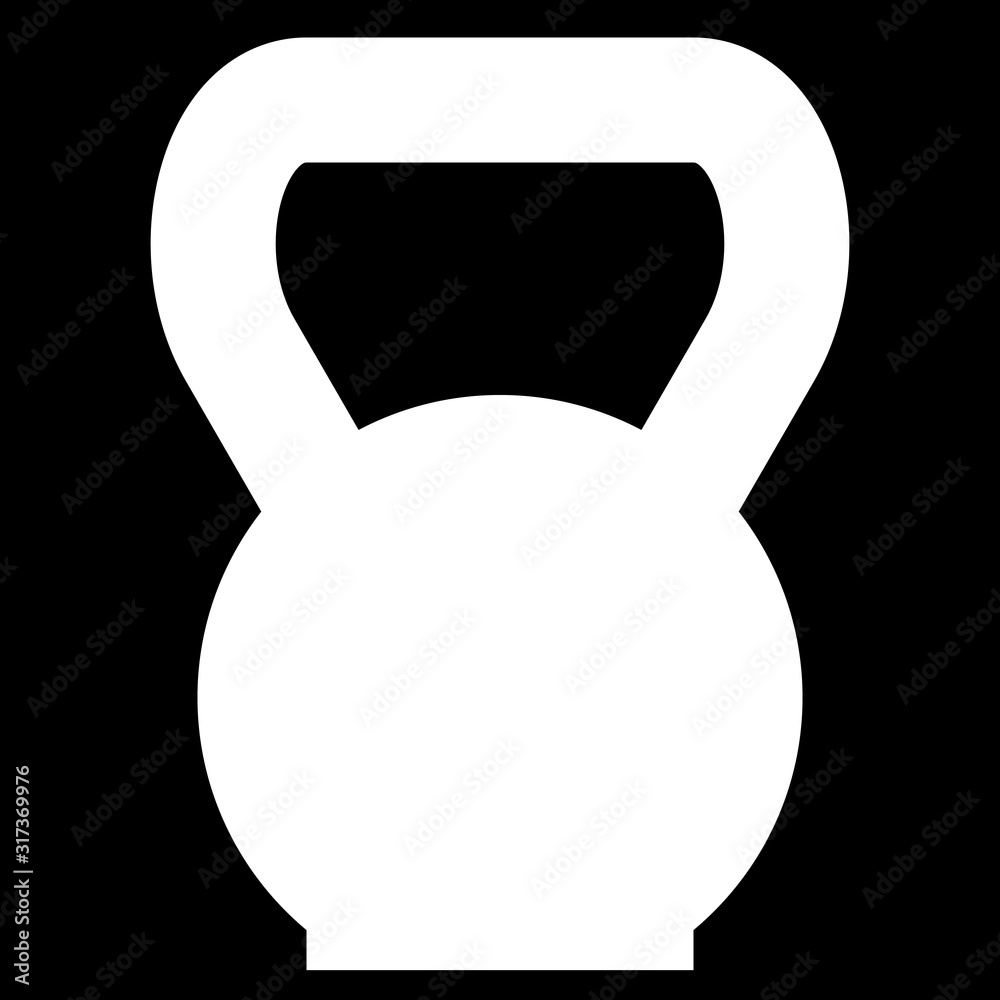 Gym weight kettlebell icon - white simple, isolated - vector Gym weight kettlebell icon - white simple, isolated - vector