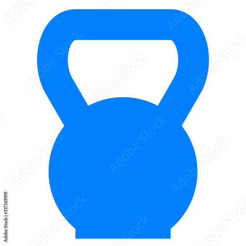 Gym weight kettlebell icon - blue simple, isolated - vector