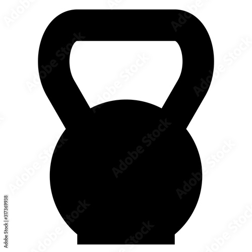 Gym weight kettlebell icon - black simple, isolated - vector