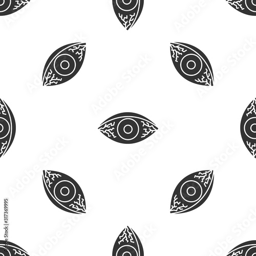 Grey Reddish eye due to viral, bacterial or allergic conjunctivitis icon isolated seamless pattern on white background. Vector Illustration