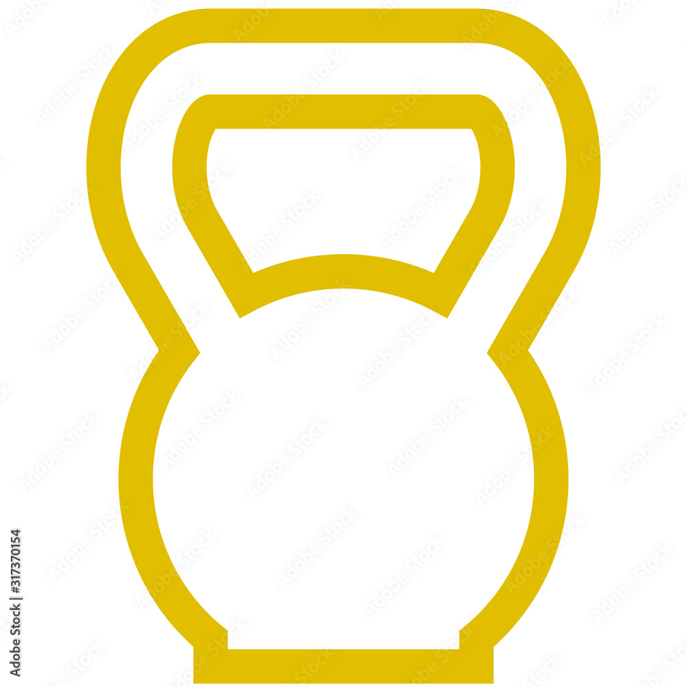 Gym weight kettlebell icon - golden simple outline, isolated - vector Gym weight kettlebell icon - golden simple outline, isolated - vector