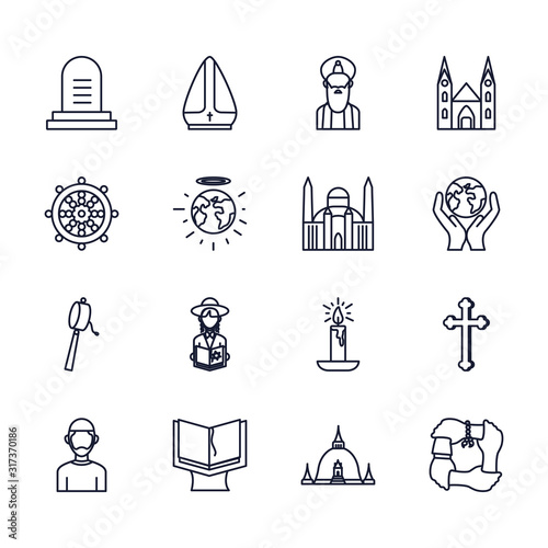 Icon set of world religious world symbols vector design photo