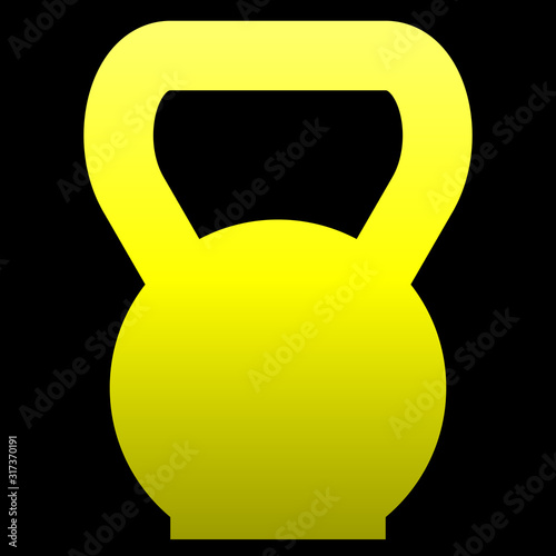 Gym weight kettlebell icon - yellow simple gradient, isolated - vector
