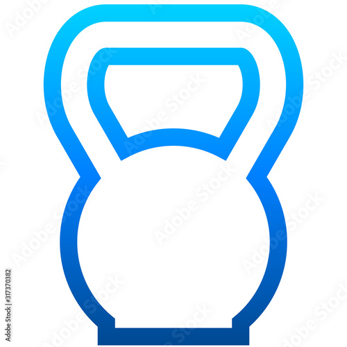 Gym weight kettlebell icon - blue simple gradient outline, isolated - vector