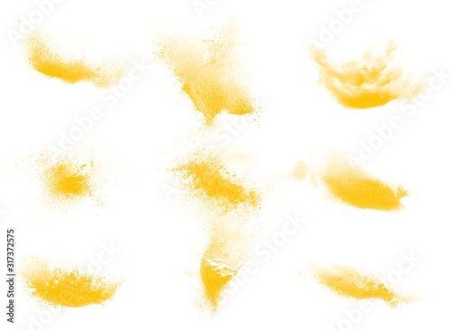 Set of yellow powder explosion brushes