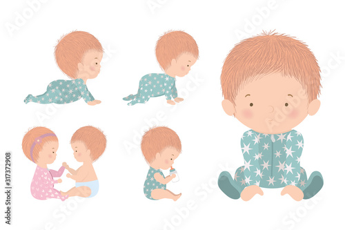 Set of cute babies vector design
