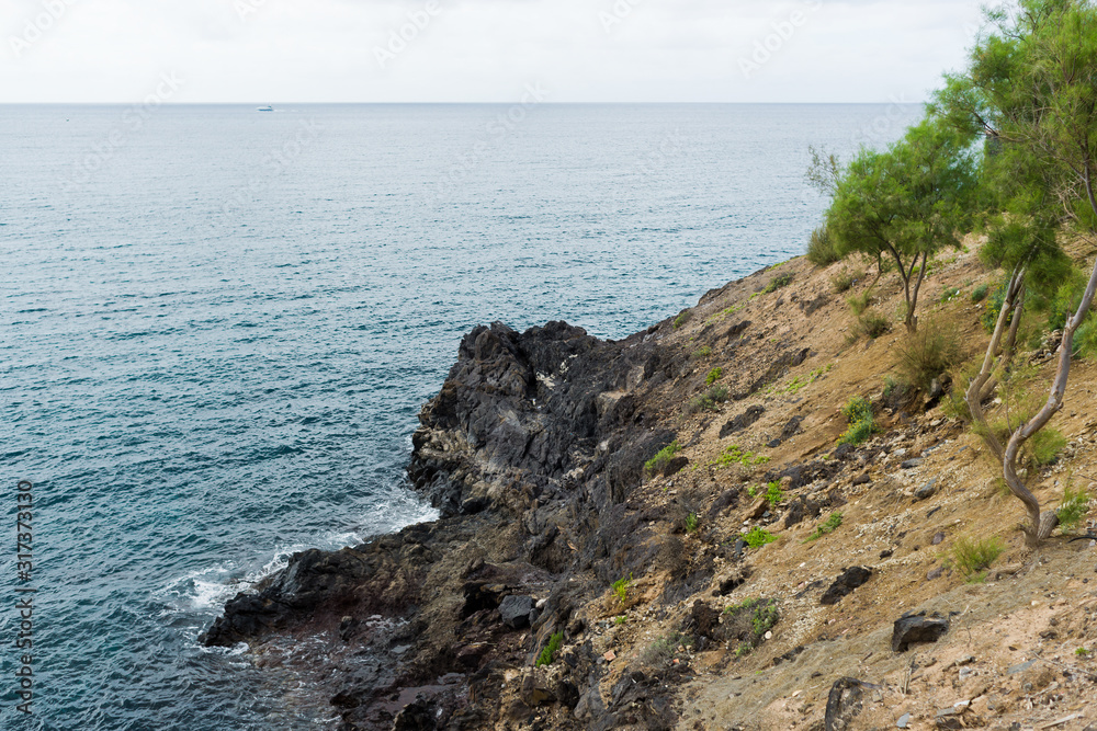 Rocky coast of Costa Adeje and  Las Americas. Tenerife island, Canaries