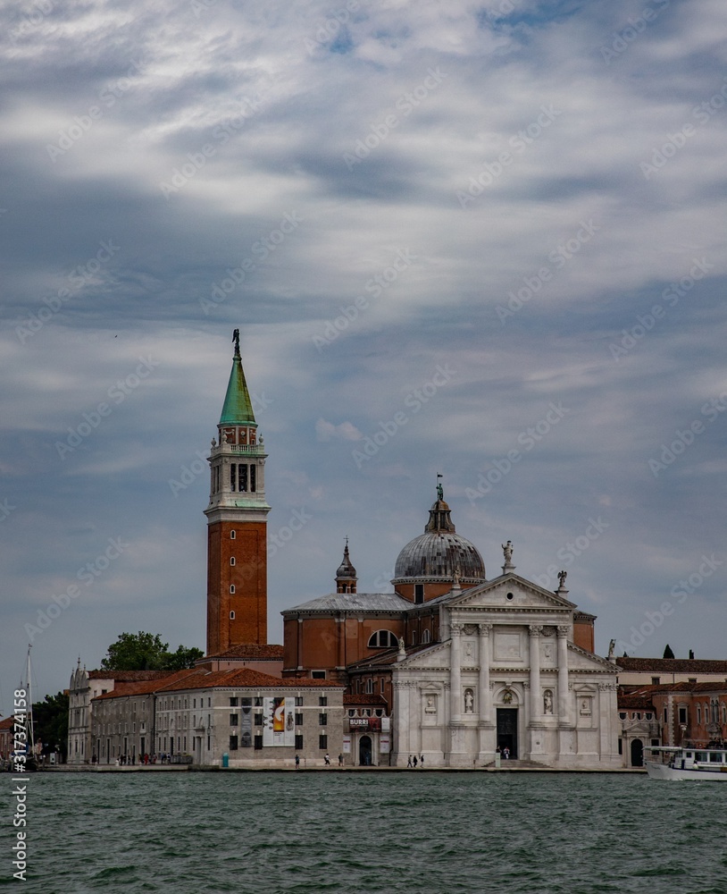 Fototapeta premium panoramic view of Basilica of Saint George in a cloudy day, Venice, Italy