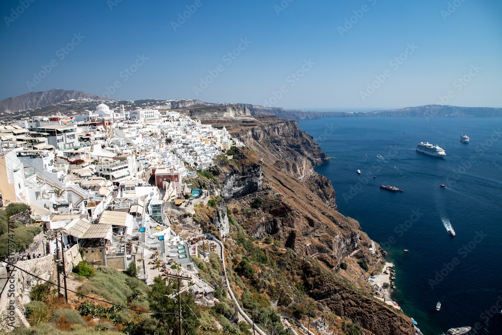 Fira, capital of the Greek Aegean island, Santorini, Greece