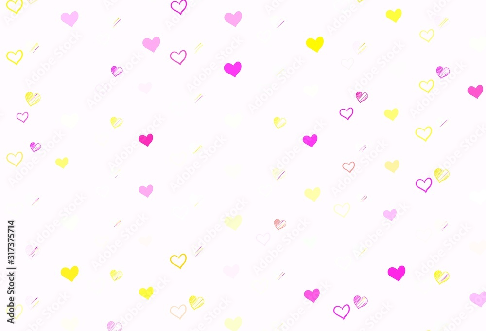 Light Multicolor vector pattern with colorful hearts.