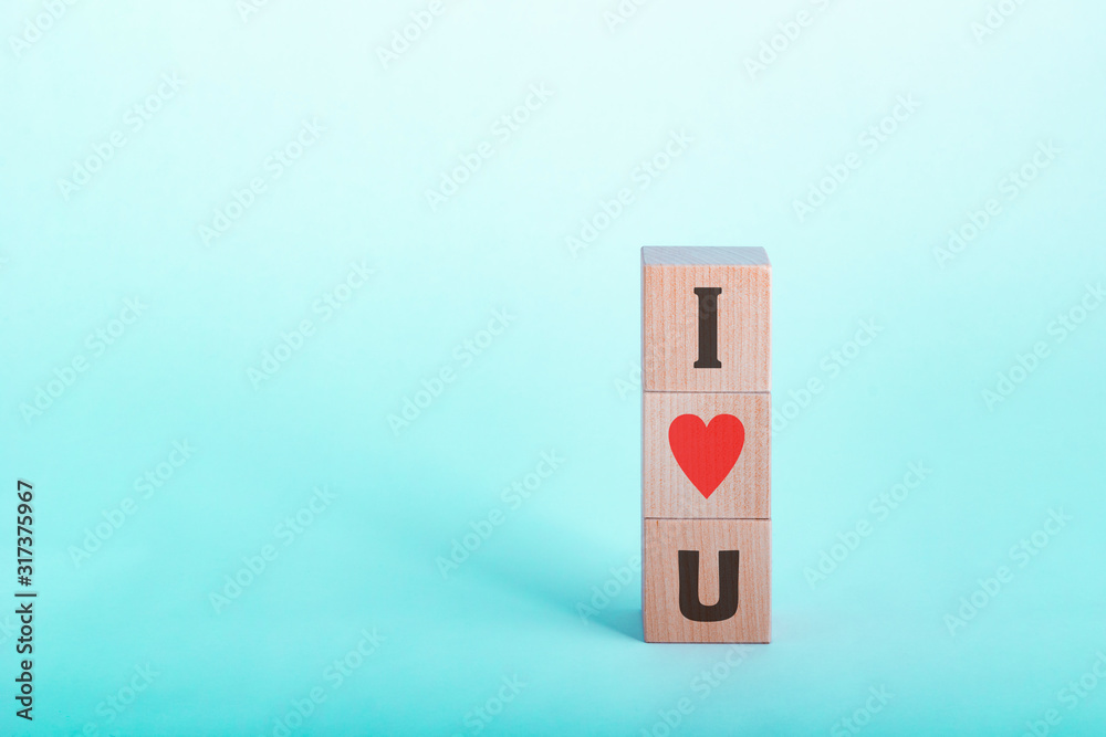 Three wooden blocks with the inscription Three wooden blocks with the inscription