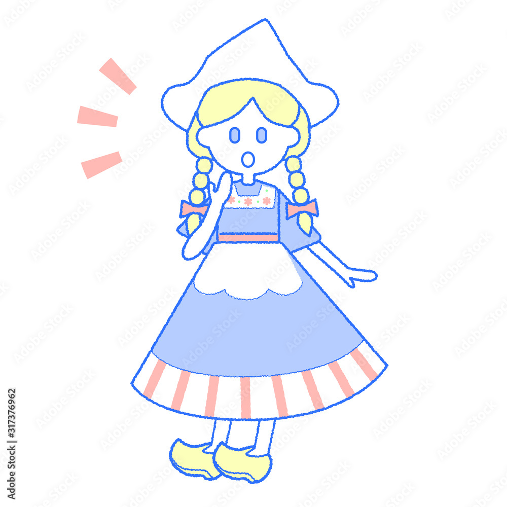 驚くオランダの民族衣装の女の子のイラスト Stock Vector Adobe Stock