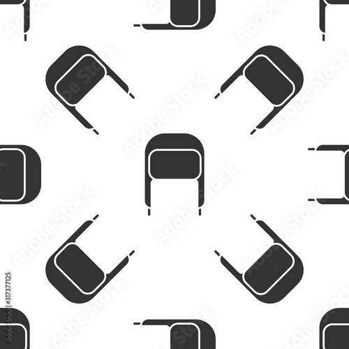 Grey Winter hat with ear flaps icon isolated seamless pattern on white background. Vector Illustration