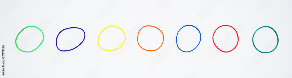 The collection of Elastic bands on a white background The collection of Elastic bands on a white background