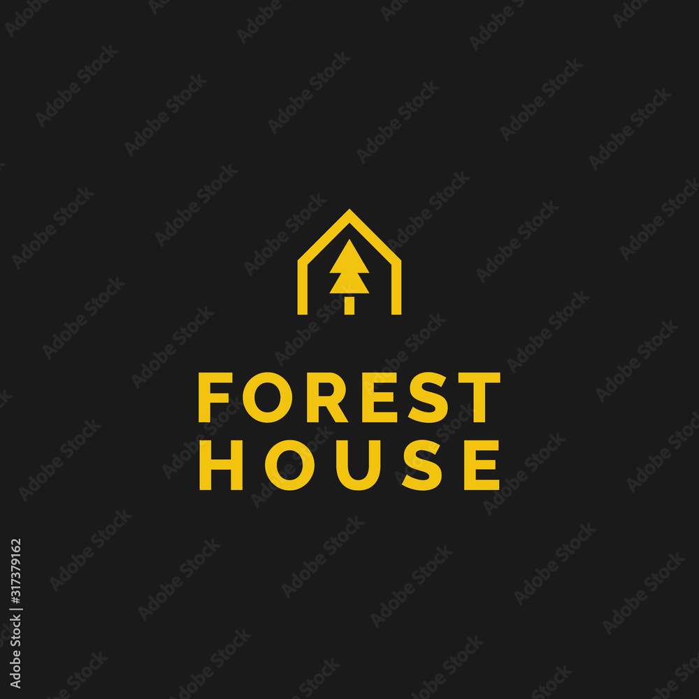 Obraz premium flat tree and house logo vector