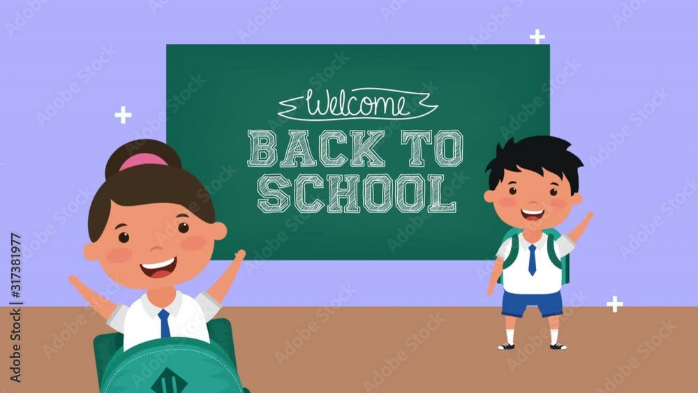 back to school season with kids and chalkboard back to school season with kids and chalkboard