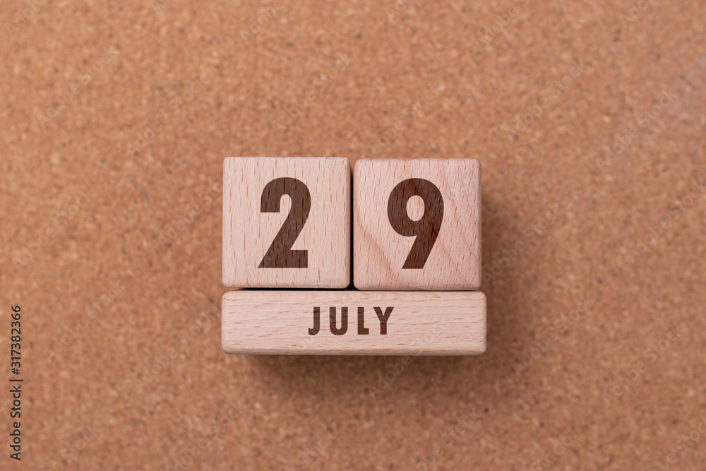 July 29 written with wooden blocks July 29 written with wooden blocks