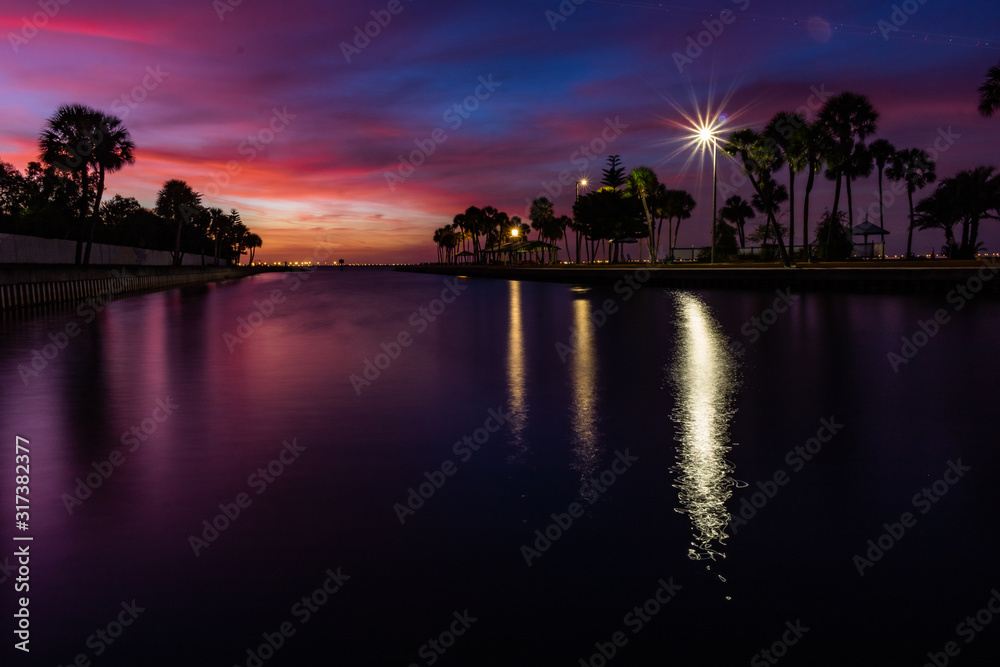 Long exposure sunset on one of the canals on Tampa Bay
