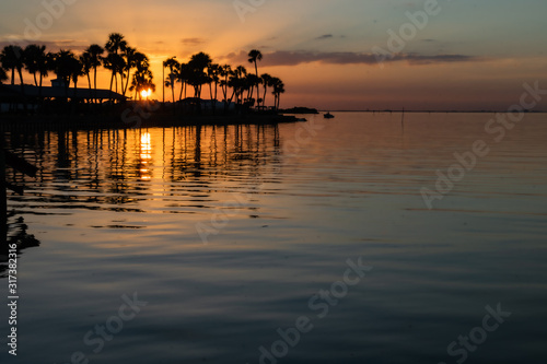 Orange relection sunset Tampa Bay
