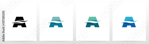 Water Wave On Letter Logo Design A