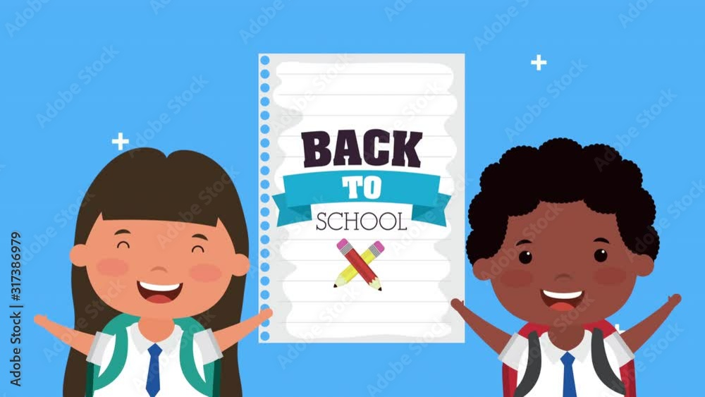 back to school with interracial kids and paper sheet back to school with interracial kids and paper sheet