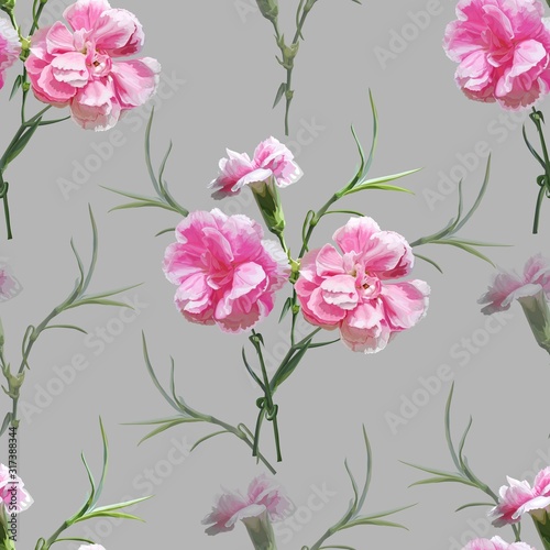 Carnation flower seamless pattern vector illustration © Weera