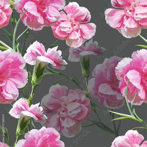Carnation flower seamless pattern vector illustration
