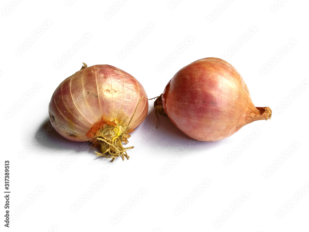 Fototapeta premium Fresh onion isolated on white background with clipping path. Red onion on white background.