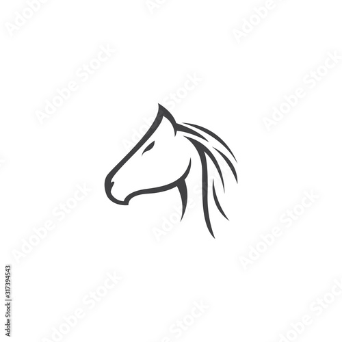 Simple Black Horse Head for Mascot Logo Template