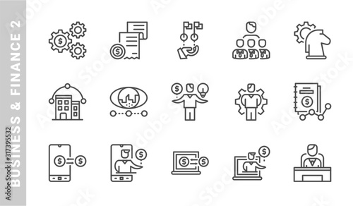 business & finance 2 icon set. Outline Style. each made in 64x64 pixel