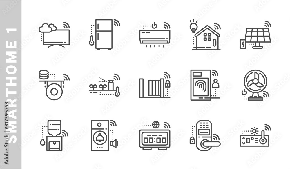 smarthome 1 icon set. Outline Style. each made in 64x64 pixel smarthome 1 icon set. Outline Style. each made in 64x64 pixel