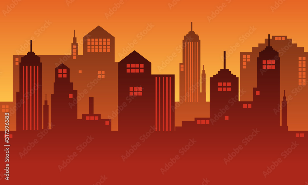 Illustration of a city with many buildings in the afternoon Illustration of a city with many buildings in the afternoon
