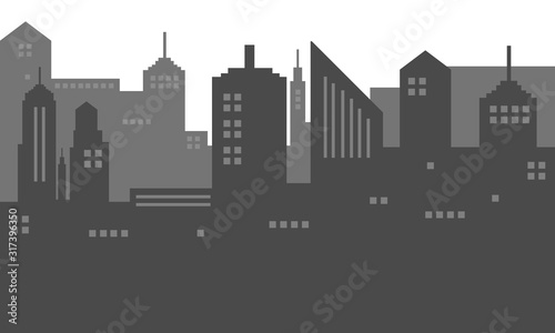 Illustration city silhouette in black and white colour