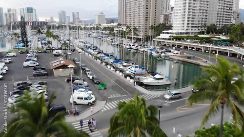 Aerial View of Kewalo Basin Harbor in Honolulu, Oahu, Hawaii photo