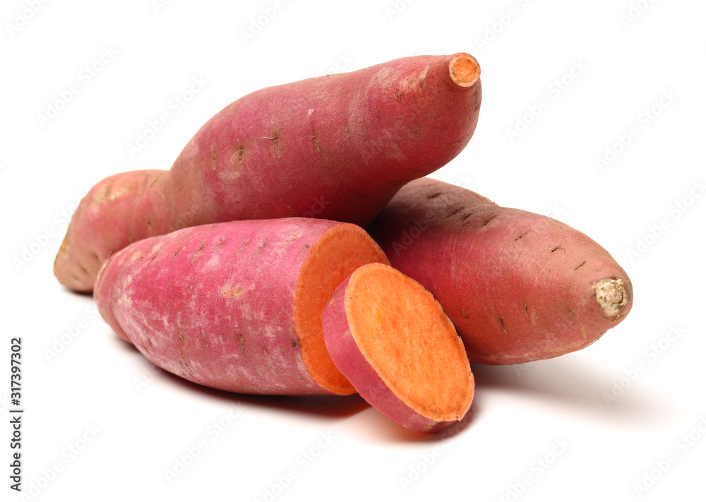 sweet potatoes on the white background sweet potatoes on the white background