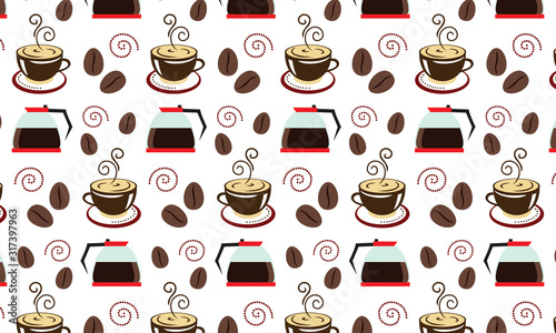 Pattern elements of coffee icons background illustration © deemka studio